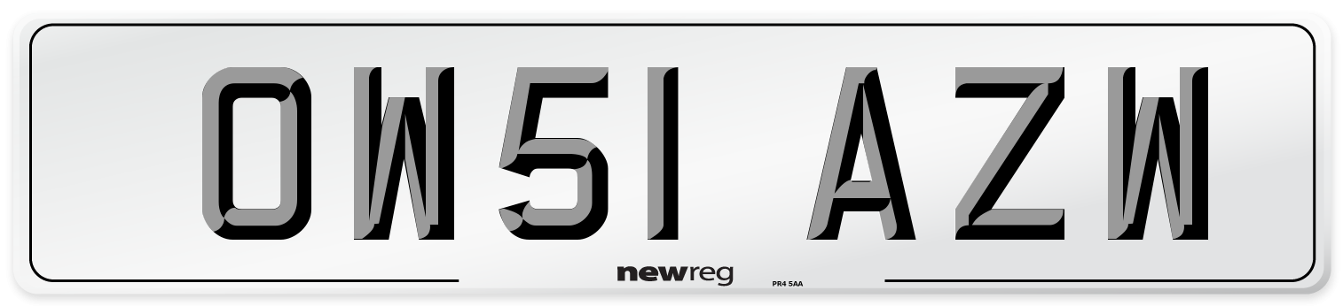 OW51 AZW Number Plate from New Reg